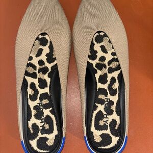 Rothy's Tan Women's Shoes with Leopard Print bottom and liner